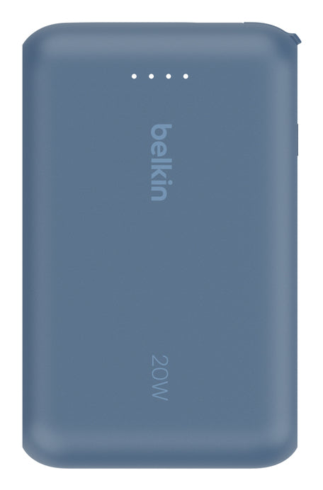 Belkin - Batterie externe 10K, avec câble USB-C intégré - PD20W - Bleu