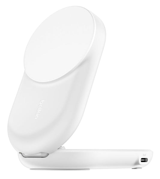 Belkin - Socle de recharge 2-en-1 aimanté et pliable - Qi2 25W - Blanc