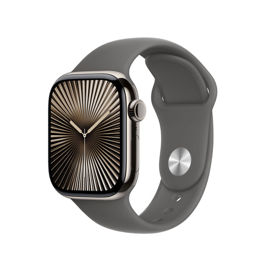 Apple_Watch_Series_10_42mm_LTE_Natural_Titanium_Sport_Band_Stone_Gray_PDP_Image_Position_1__FRFR