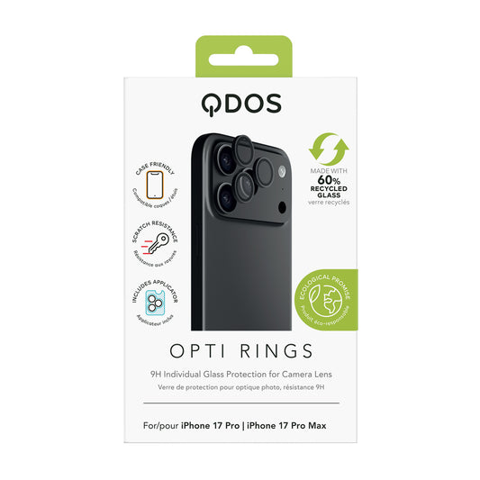 Qdos - Protection d'objectifs OptiRing - iPhone 17 Pro et 17 Pro Max - Noir