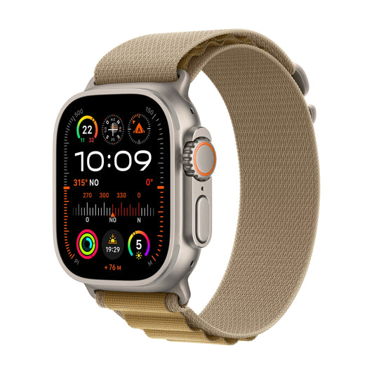 Apple Watch Ultra 2 - GPS + Cellular - 49 mm - Boitier Titane naturel - Boucle Alpine Sahara - Large