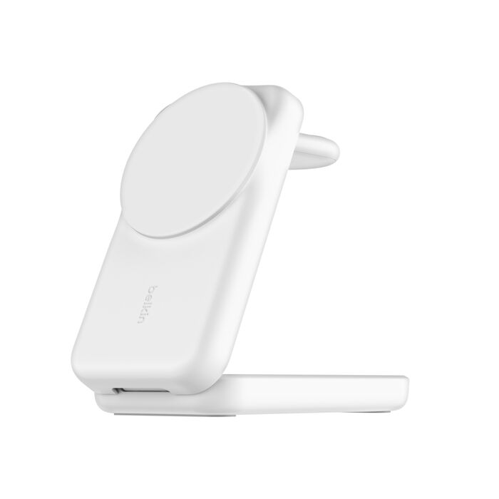 Belkin - Socle de recharge 2-en-1 aimantée et pliable - Qi2 25W - Blanc