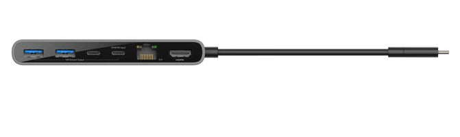 Belkin - Hub 8-en-1 - 2 USB-A, 1 USB-C, 1USB-C PD100W, 1 RJ-45, 1 HDMI 4K, 1 carte SD et 1 micro SD - Gris