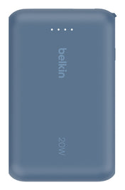 Belkin - Batterie externe 10K, avec câble USB-C intégré - PD20W - Bleu