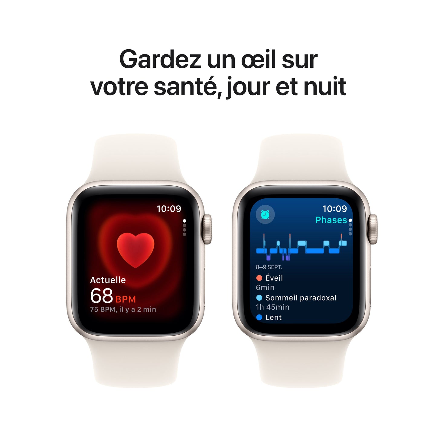 Apple Watch SE 2 - GPS - 40 mm - Boitier aluminium Lumière Stellaire - Bracelet Sport Lumière Stellaire - M/L