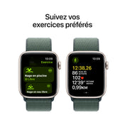 Apple Watch SE 2 - GPS - 44 mm - Boitier aluminium Lumière Stellaire - Boucle Sport Vert foncé