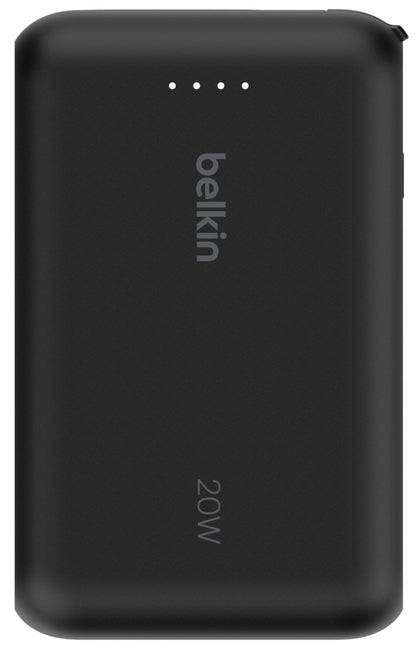 Belkin - Batterie externe 10K, avec câble USB-C intégré - PD20W - Noir