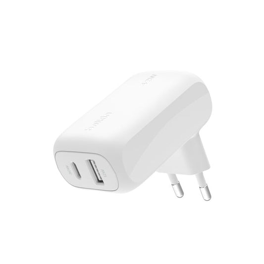 Belkin - Chargeur secteur double - USB-C 30W / USB-A 12W - Blanc