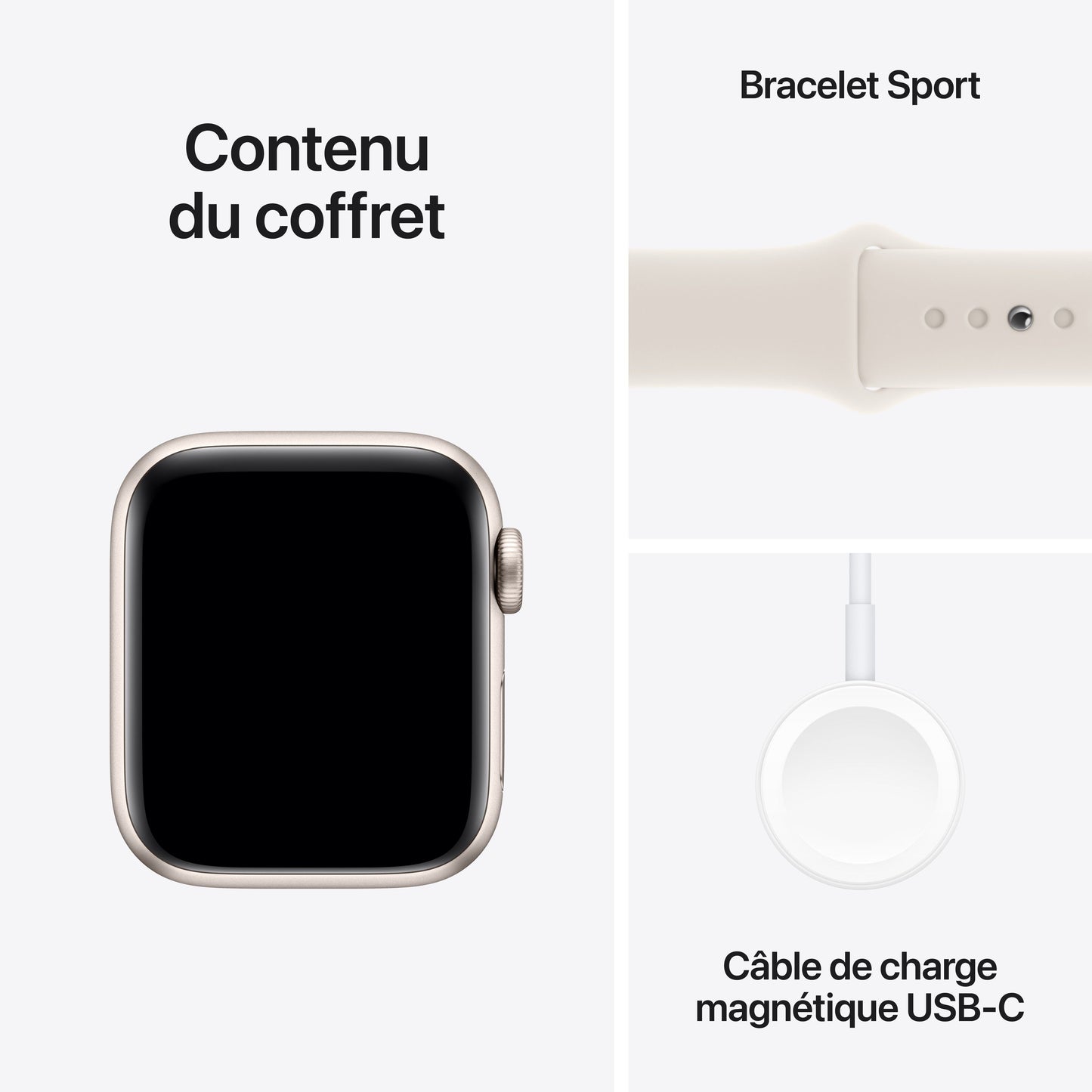 Apple Watch SE 2 - GPS - 40 mm - Boitier aluminium Lumière Stellaire - Bracelet Sport Lumière Stellaire - M/L