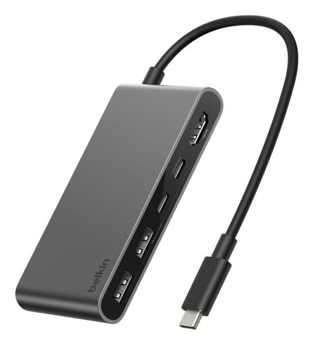 Belkin - Hub 5-en-1 - 2 USB-A, 1 USB-C, 1USB-C PD100W, 1 HDMI - Gris