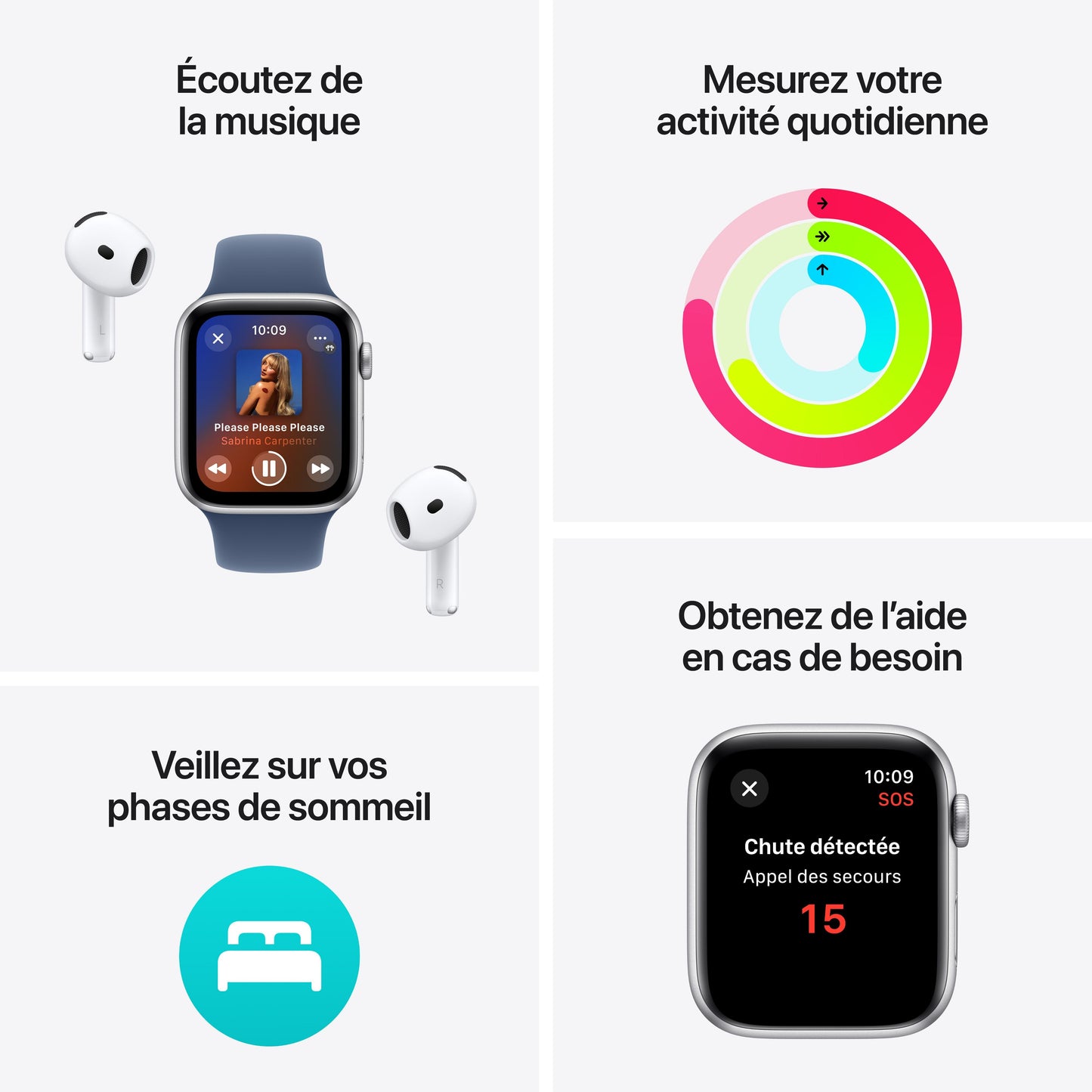 Apple Watch SE 2 - GPS - 40 mm - Boitier aluminium Lumière Stellaire - Bracelet Sport Lumière Stellaire - M/L