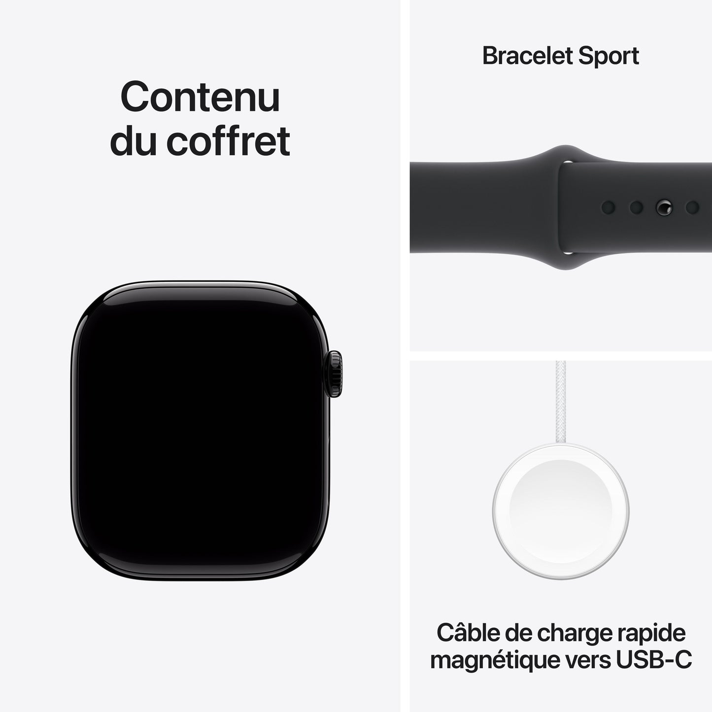 Apple Watch S10 - GPS + Cellular -  46 mm - Boitier aluminium Noir de jais - Bracelet sport Noir - S/M