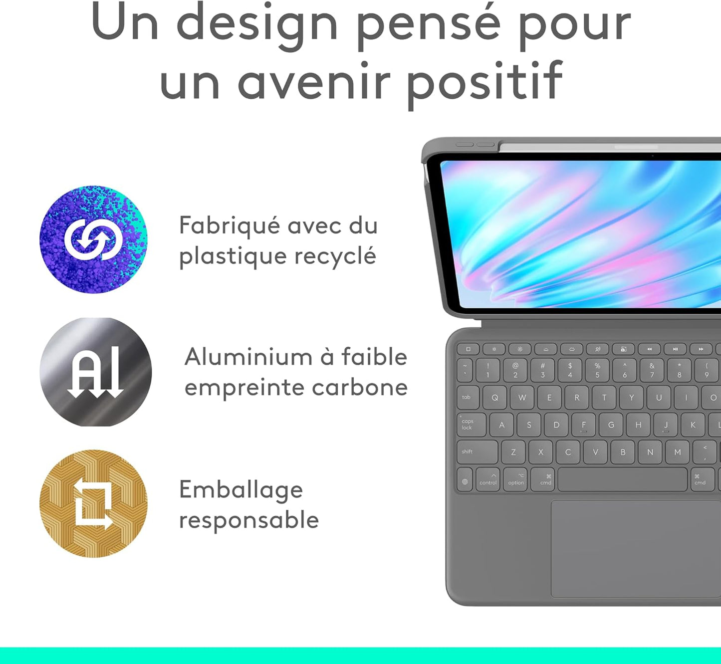 Logitech - Combo Touch pour iPad Air 11'' (M2-M4) - Azerty - Gris oxford