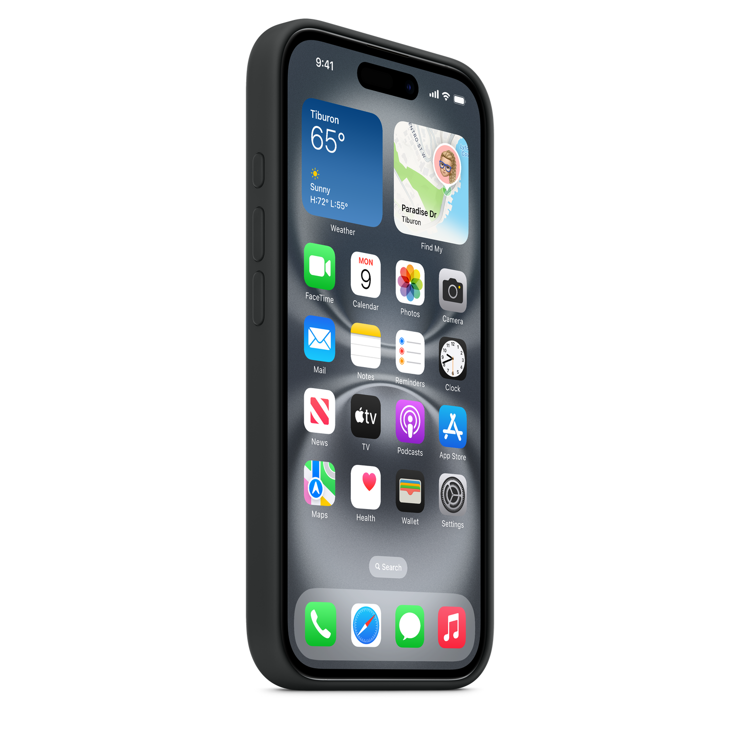 Coque silicone avec MagSafe iPhone 16 - Noir