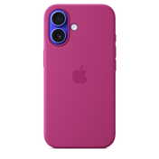 Coque silicone avec MagSafe iPhone 16 - Fuchsia