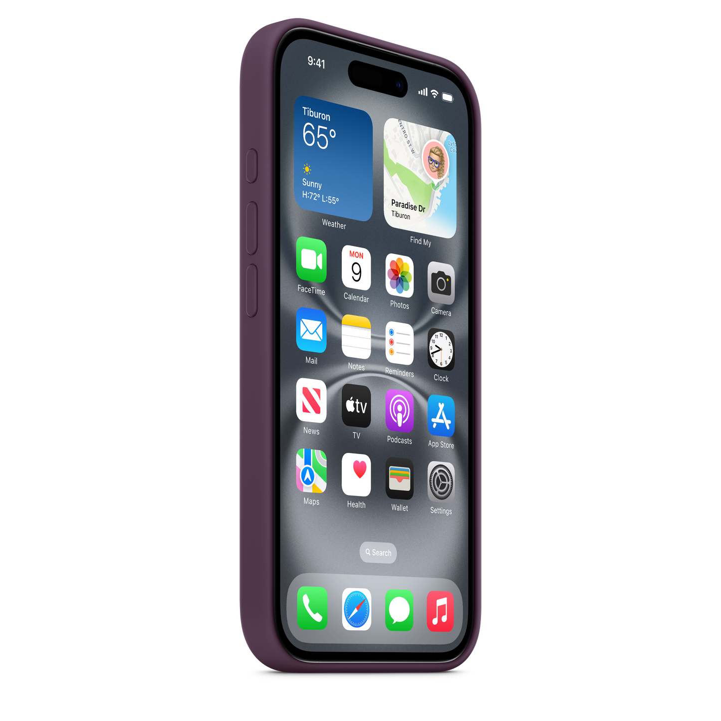 Coque silicone avec MagSafe iPhone 16 - Prune