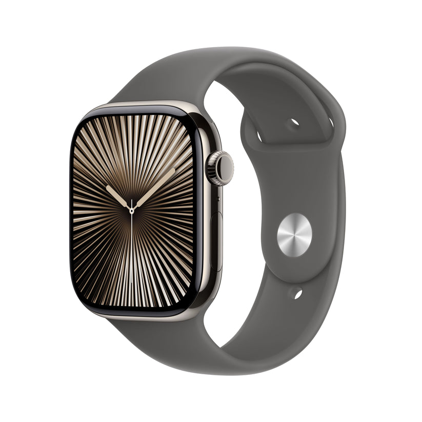 Apple_Watch_Series_10_46mm_LTE_Natural_Titanium_Sport_Band_Stone_Gray_PDP_Image_Position_1__FRFR
