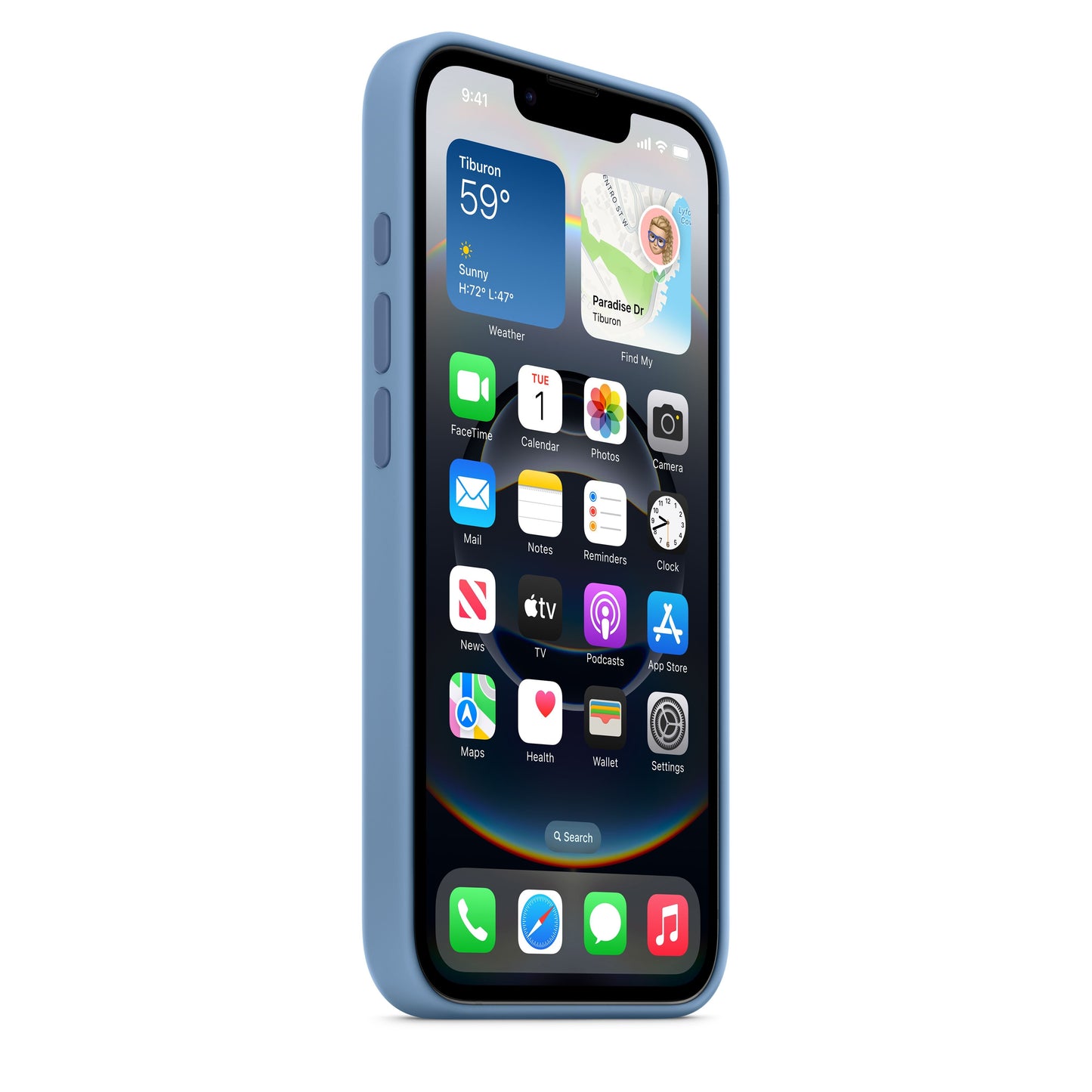 Coque en silicone pour iPhone 16e - Bleu d'hiver