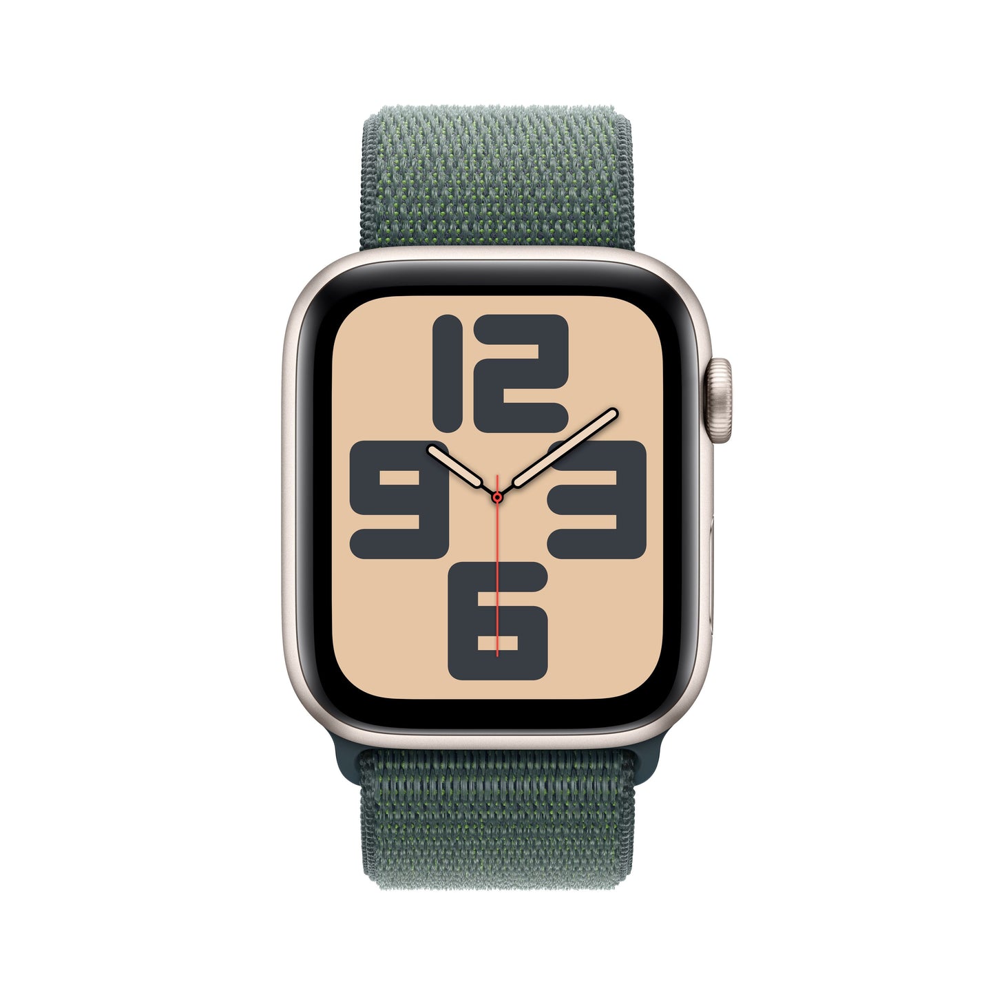 Apple Watch SE 2 - GPS - 44 mm - Boitier aluminium Lumière Stellaire - Boucle Sport Vert foncé