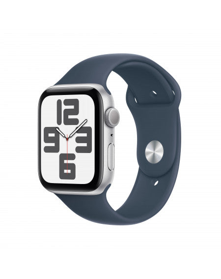 Apple Watch SE (2nd Gen) - GPS 44 mm - Boîtier Aluminium Argent - Bracelet Sport Bleu orage - S/M