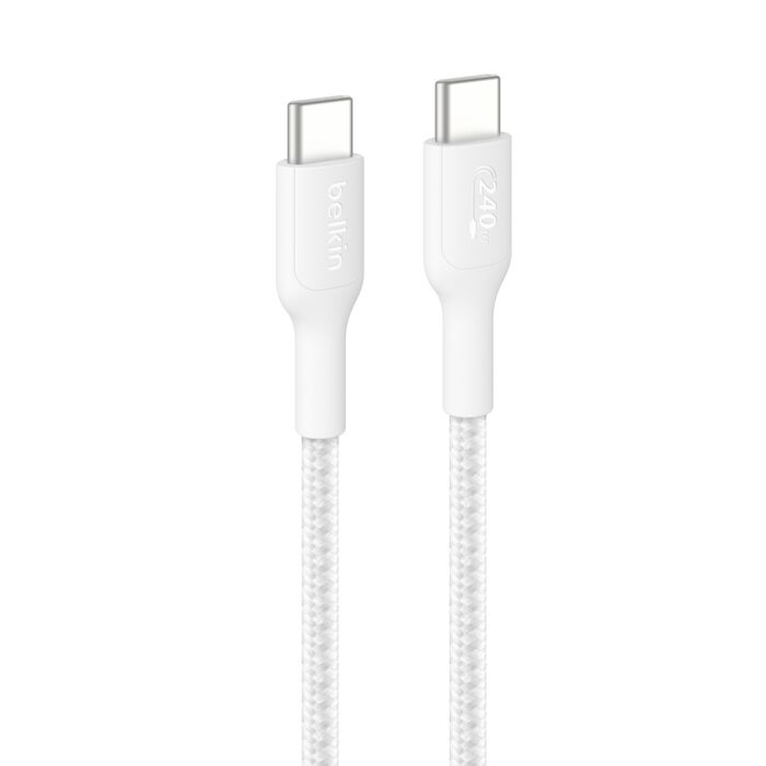 Belkin - Câble tressé USB-C / USB-C (240W) - 2 m - Blanc