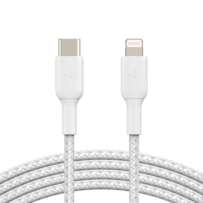 Belkin - Câble tressé Lightning vers USB-C - 1 m - Blanc