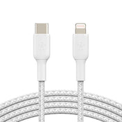 Belkin - Câble tressé Lightning vers USB-C - 1 m - Blanc