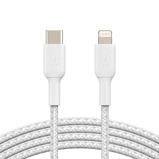 Belkin - Câble tressé Lightning vers USB-C - 2 m - Blanc