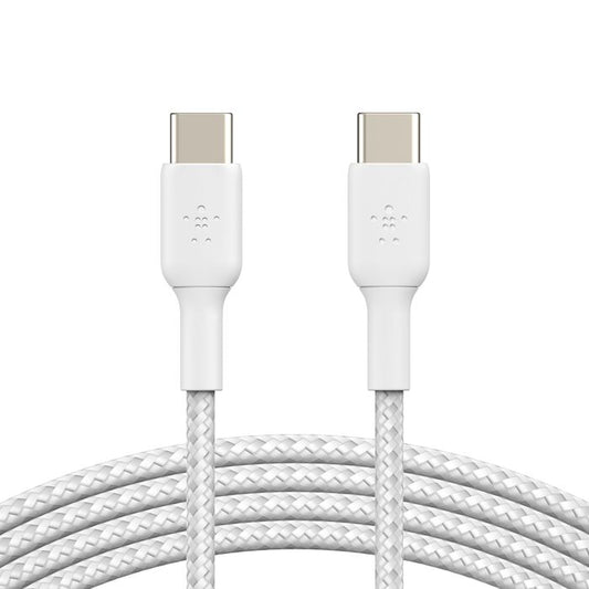 Belkin - Câble tressé USB-C vers USB-C (60W) - 2 m - Blanc