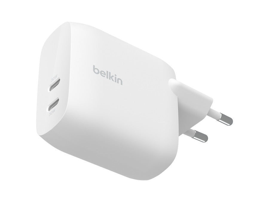 Belkin - Chargeur secteur double - USB-C 2x30W - Blanc