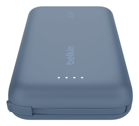Belkin - Batterie externe 10K, avec câble USB-C intégré - PD20W - Bleu