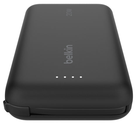 Belkin - Batterie externe 10K, avec câble USB-C intégré - PD20W - Noir