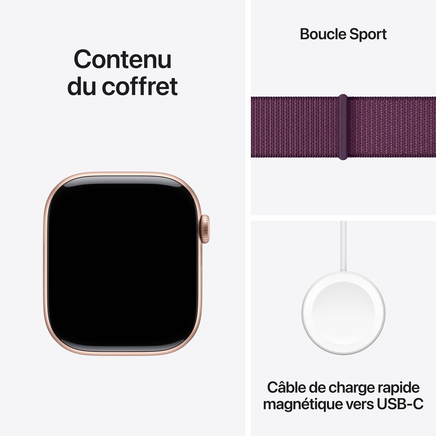 Apple Watch S10 - GPS -  46 mm - Boitier aluminium Or Rose - Boucle sport Prune