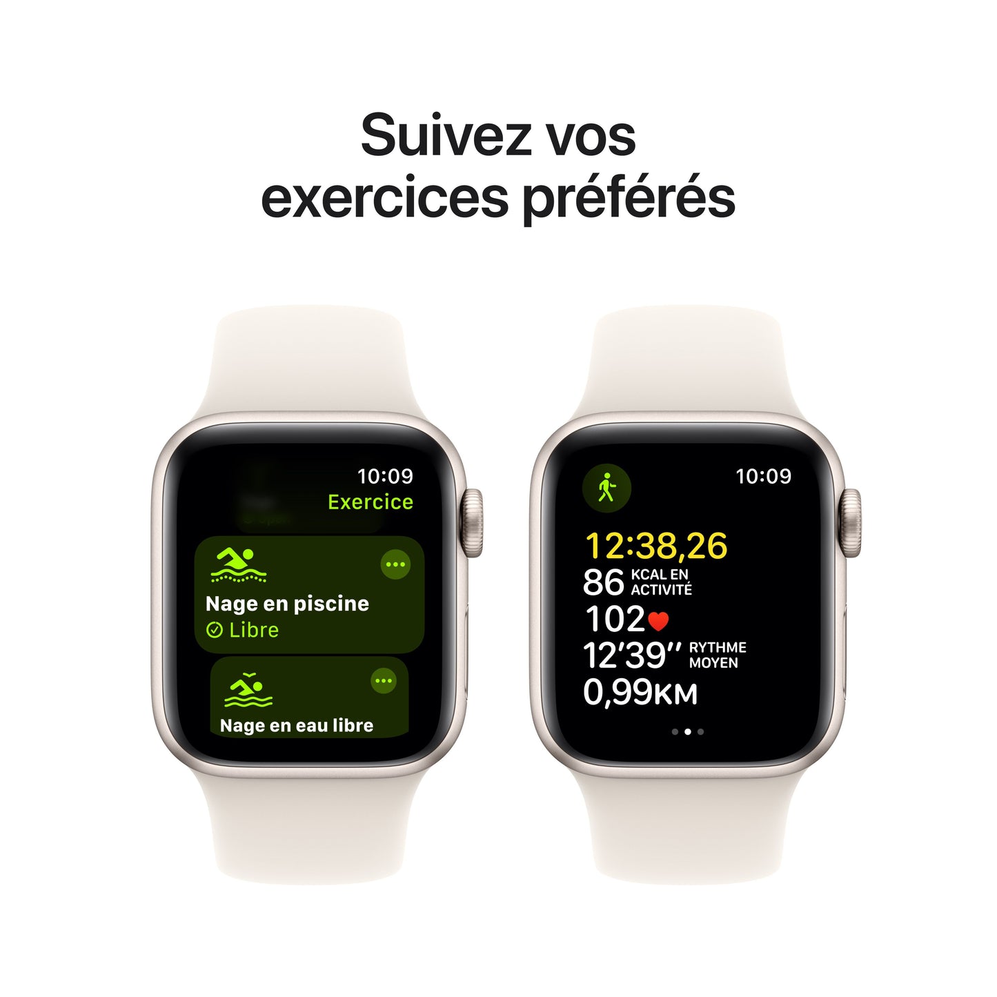 Apple Watch SE 2 - GPS - 40 mm - Boitier aluminium Lumière Stellaire - Bracelet Sport Lumière Stellaire - M/L
