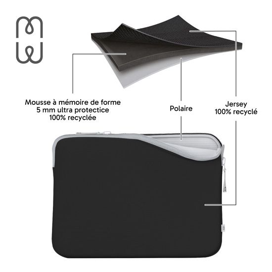 MW - Housse MacBook Neo 13" - Noir/Gris