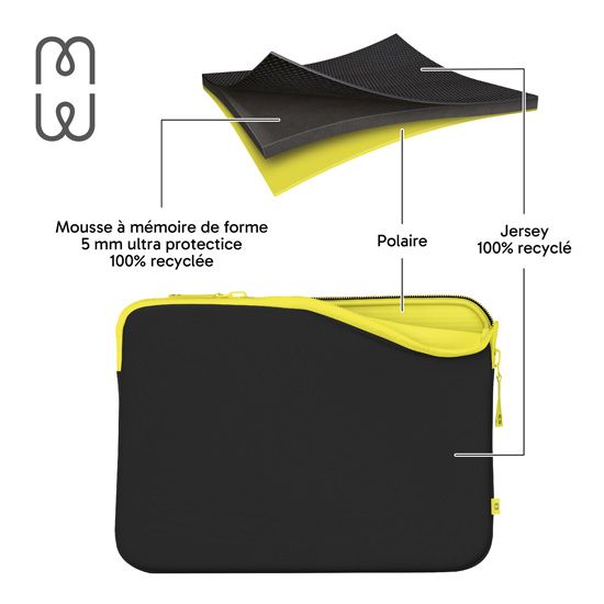 MW - Housse MacBook Neo 13" - Noir/Jaune