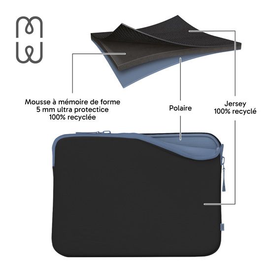 MW - Housse MacBook Neo 13" - Noir/Bleu