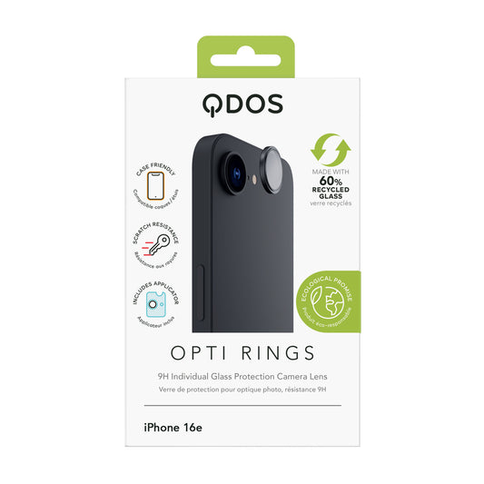 Qdos - Protection d'objectif OptiRing - iPhone 17e/16e - Noir