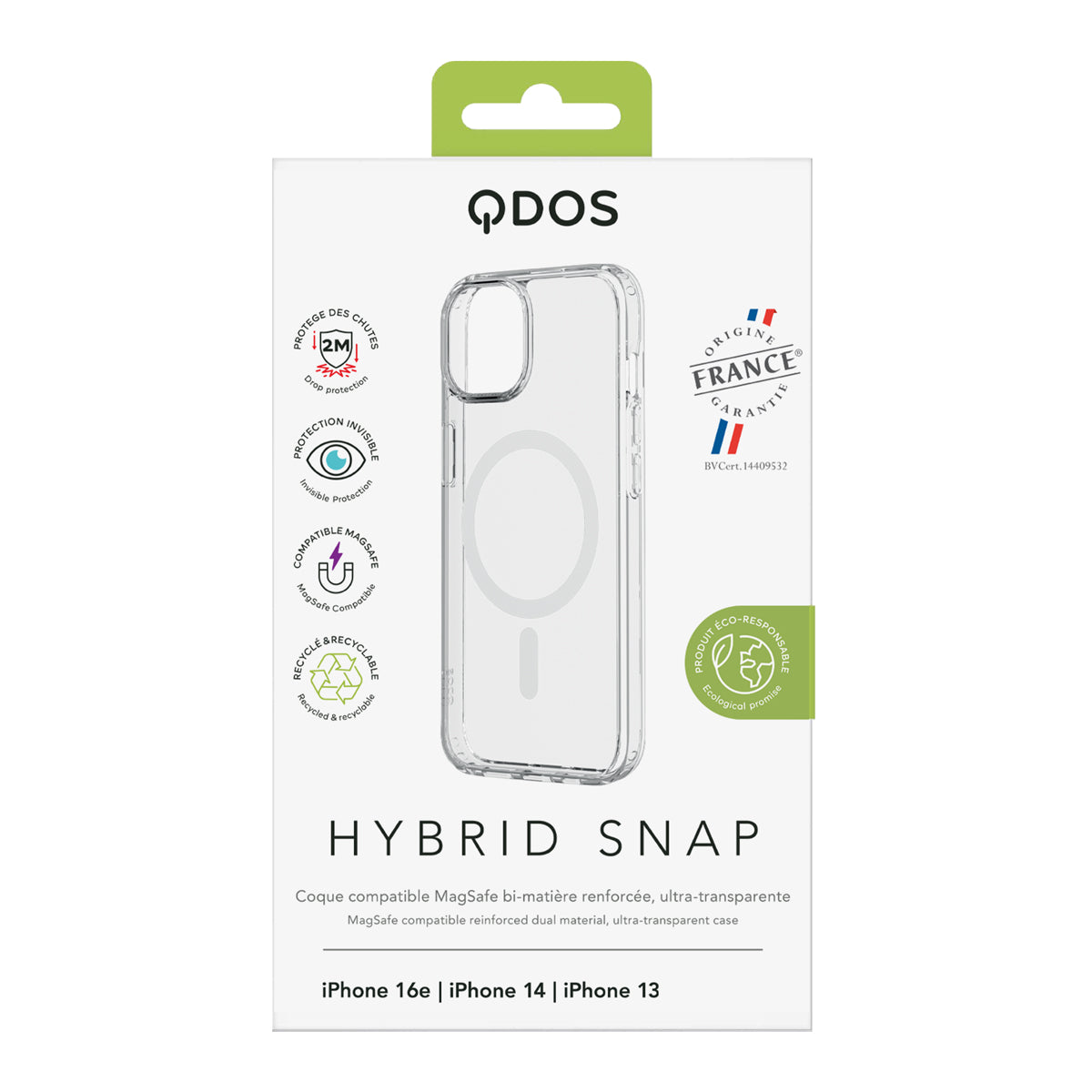 Qdos - Coque Hybrid - iPhone 17e/16e - Transparent
