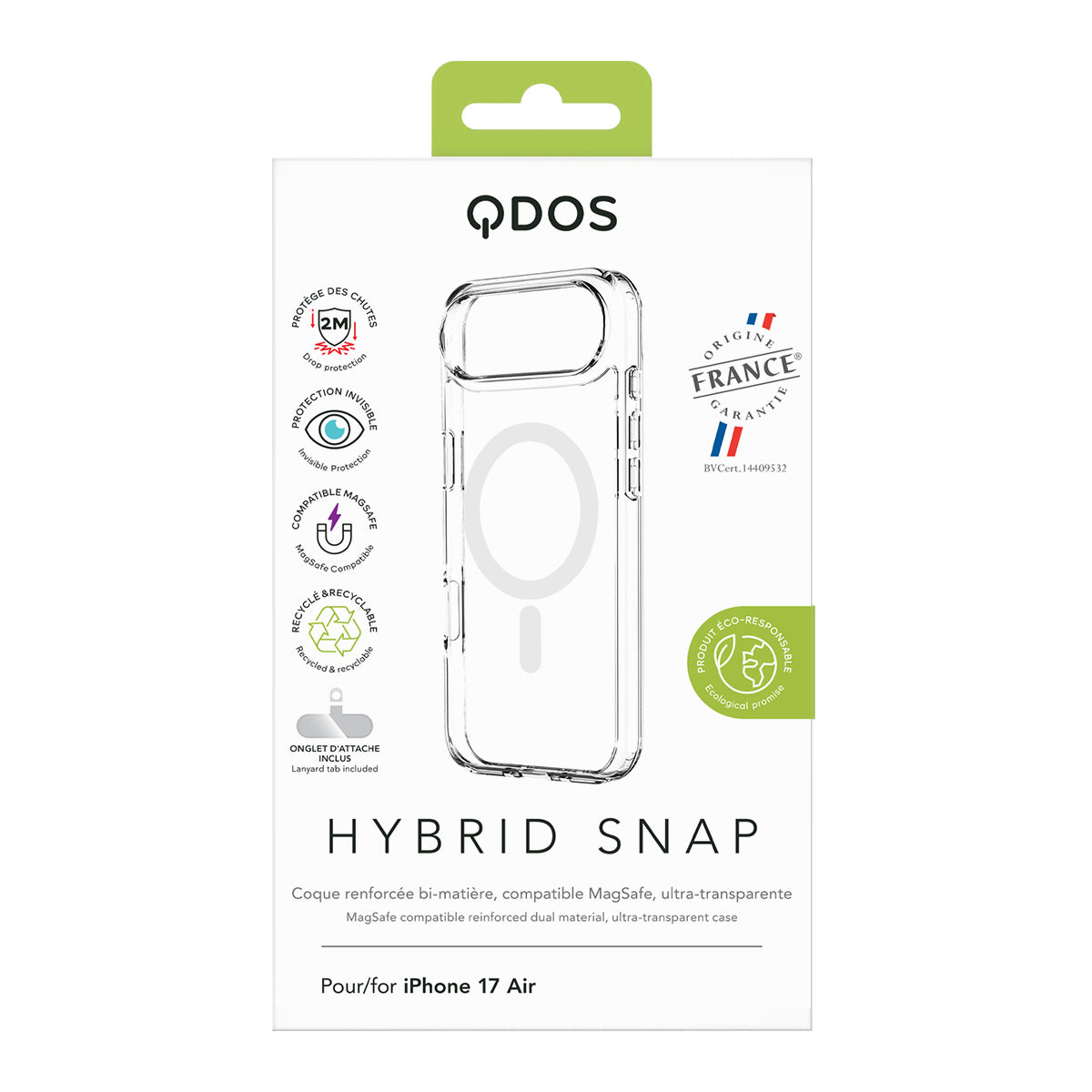 Qdos - Coque Hybrid Snap MagSafe - iPhone Air - Transparent