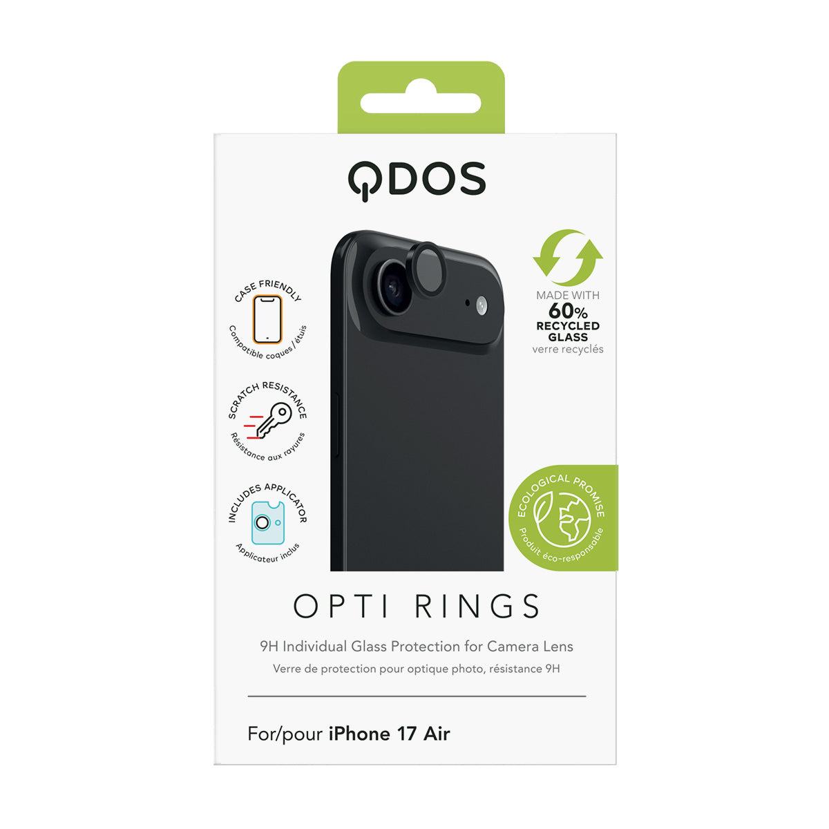 Qdos - Protection d'objectifs OptiRing - iPhone Air - Noir