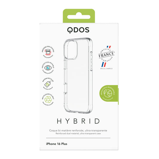 Qdos - Coque Hybrid - iPhone 16 Plus - Transparent